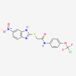 molecular formula C16H11ClF2N4O4S B3513606 N-[4-(CHLORODIFLUOROMETHOXY)PHENYL]-2-[(5-NITRO-1H-1,3-BENZODIAZOL-2-YL)SULFANYL]ACETAMIDE 