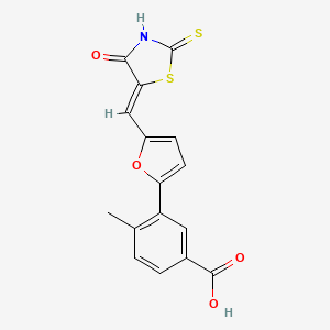 4-methyl-3-{5-[(Z)-(4-oxo-2-thioxo-1,3-thiazolidin-5-ylidene)methyl]furan-2-yl}benzoic acid