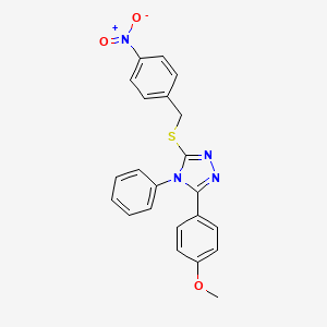 molecular formula C22H18N4O3S B3513666 3-(4-methoxyphenyl)-5-{[(4-nitrophenyl)methyl]sulfanyl}-4-phenyl-4H-1,2,4-triazole 