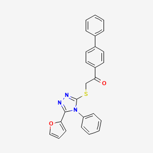 molecular formula C26H19N3O2S B3513673 1-(4-biphenylyl)-2-{[5-(2-furyl)-4-phenyl-4H-1,2,4-triazol-3-yl]thio}ethanone 