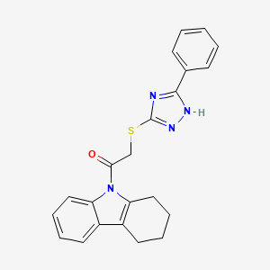 molecular formula C22H20N4OS B3513691 9-{[(5-phenyl-4H-1,2,4-triazol-3-yl)thio]acetyl}-2,3,4,9-tetrahydro-1H-carbazole 