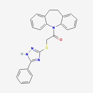 molecular formula C24H20N4OS B3513698 1-(10,11-dihydro-5H-dibenzo[b,f]azepin-5-yl)-2-[(5-phenyl-4H-1,2,4-triazol-3-yl)sulfanyl]ethanone 