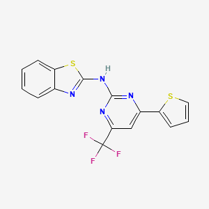 molecular formula C16H9F3N4S2 B3513711 N-[4-(thiophen-2-yl)-6-(trifluoromethyl)pyrimidin-2-yl]-1,3-benzothiazol-2-amine 