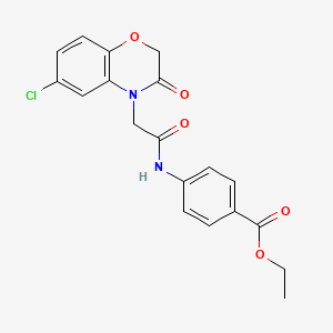 molecular formula C19H17ClN2O5 B3513743 ETHYL 4-{[2-(6-CHLORO-3-OXO-2,3-DIHYDRO-4H-1,4-BENZOXAZIN-4-YL)ACETYL]AMINO}BENZOATE 