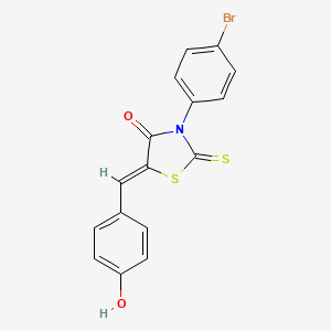 molecular formula C16H10BrNO2S2 B3513762 (5Z)-3-(4-bromophenyl)-5-[(4-hydroxyphenyl)methylidene]-2-sulfanylidene-1,3-thiazolidin-4-one 