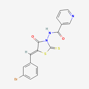 molecular formula C16H10BrN3O2S2 B3513763 N-[5-(3-Bromo-benzylidene)-4-oxo-2-thioxo-thiazolidin-3-yl]-nicotinamide 