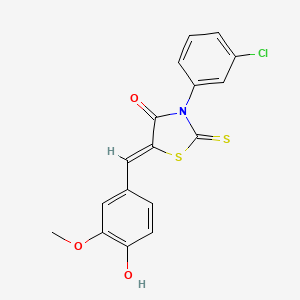 molecular formula C17H12ClNO3S2 B3513786 (5Z)-3-(3-chlorophenyl)-5-(4-hydroxy-3-methoxybenzylidene)-2-thioxo-1,3-thiazolidin-4-one 