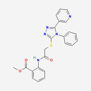 molecular formula C23H19N5O3S B3513840 Methyl 2-[[2-[(4-phenyl-5-pyridin-3-yl-1,2,4-triazol-3-yl)sulfanyl]acetyl]amino]benzoate 