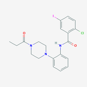 2-chloro-5-iodo-N-[2-(4-propanoylpiperazin-1-yl)phenyl]benzamide