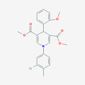 molecular formula C23H22ClNO5 B3513868 dimethyl 1-(3-chloro-4-methylphenyl)-4-(2-methoxyphenyl)-1,4-dihydro-3,5-pyridinedicarboxylate 