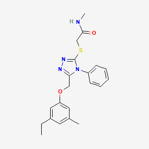 molecular formula C21H24N4O2S B3513886 2-({5-[(3-ethyl-5-methylphenoxy)methyl]-4-phenyl-4H-1,2,4-triazol-3-yl}thio)-N-methylacetamide 