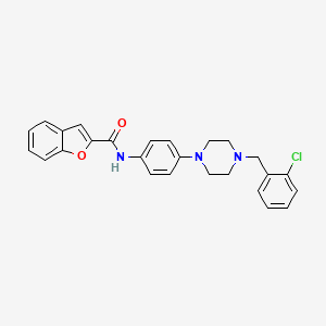 molecular formula C26H24ClN3O2 B3513909 N-{4-[4-(2-chlorobenzyl)piperazin-1-yl]phenyl}-1-benzofuran-2-carboxamide 