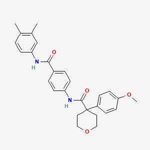 molecular formula C28H30N2O4 B3514039 N-(4-{[(3,4-dimethylphenyl)amino]carbonyl}phenyl)-4-(4-methoxyphenyl)tetrahydro-2H-pyran-4-carboxamide 