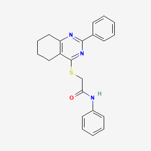 molecular formula C22H21N3OS B3514072 N-phenyl-2-[(2-phenyl-5,6,7,8-tetrahydro-4-quinazolinyl)thio]acetamide 