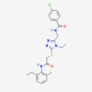 4-chloro-N-{[4-ethyl-5-({2-[(2-ethyl-6-methylphenyl)amino]-2-oxoethyl}sulfanyl)-4H-1,2,4-triazol-3-yl]methyl}benzamide