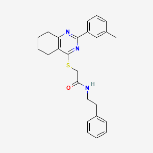 2-[[2-(3-methylphenyl)-5,6,7,8-tetrahydroquinazolin-4-yl]sulfanyl]-N-(2-phenylethyl)acetamide