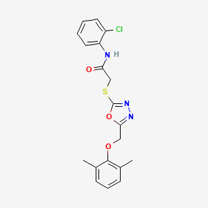 molecular formula C19H18ClN3O3S B3514228 N-(2-chlorophenyl)-2-({5-[(2,6-dimethylphenoxy)methyl]-1,3,4-oxadiazol-2-yl}sulfanyl)acetamide 