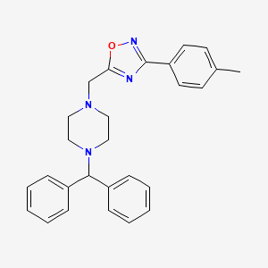 molecular formula C27H28N4O B3514312 5-[(4-BENZHYDRYLPIPERAZINO)METHYL]-3-(4-METHYLPHENYL)-1,2,4-OXADIAZOLE 