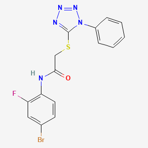 molecular formula C15H11BrFN5OS B3514317 N-(4-bromo-2-fluorophenyl)-2-[(1-phenyl-1H-tetrazol-5-yl)sulfanyl]acetamide 