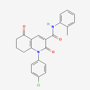 molecular formula C23H19ClN2O3 B3514342 1-(4-chlorophenyl)-N-(2-methylphenyl)-2,5-dioxo-1,2,5,6,7,8-hexahydro-3-quinolinecarboxamide 