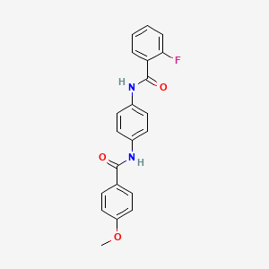 molecular formula C21H17FN2O3 B3514349 2-fluoro-N-{4-[(4-methoxybenzoyl)amino]phenyl}benzamide 