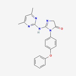 molecular formula C21H19N5O2 B3514385 2-[(4,6-dimethylpyrimidin-2-yl)amino]-3-(4-phenoxyphenyl)-3,5-dihydro-4H-imidazol-4-one 