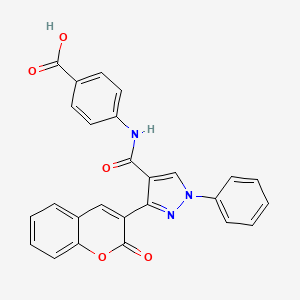 molecular formula C26H17N3O5 B3514390 4-({[3-(2-oxo-2H-chromen-3-yl)-1-phenyl-1H-pyrazol-4-yl]carbonyl}amino)benzoic acid 