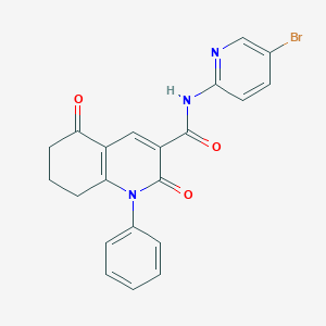 molecular formula C21H16BrN3O3 B3514505 N-(5-bromo-2-pyridinyl)-2,5-dioxo-1-phenyl-1,2,5,6,7,8-hexahydro-3-quinolinecarboxamide 