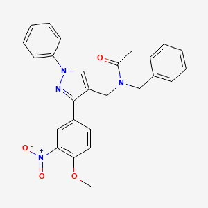 molecular formula C26H24N4O4 B3514512 N-benzyl-N-[[3-(4-methoxy-3-nitrophenyl)-1-phenylpyrazol-4-yl]methyl]acetamide 