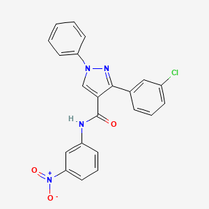 molecular formula C22H15ClN4O3 B3514522 3-(3-chlorophenyl)-N-(3-nitrophenyl)-1-phenylpyrazole-4-carboxamide 