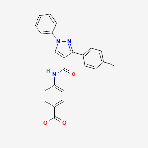 molecular formula C25H21N3O3 B3514531 Methyl 4-[[3-(4-methylphenyl)-1-phenylpyrazole-4-carbonyl]amino]benzoate 