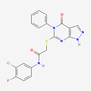 molecular formula C19H13ClFN5O2S B3514577 N-(3-chloro-4-fluorophenyl)-2-({4-oxo-5-phenyl-1H,4H,5H-pyrazolo[3,4-d]pyrimidin-6-yl}sulfanyl)acetamide 