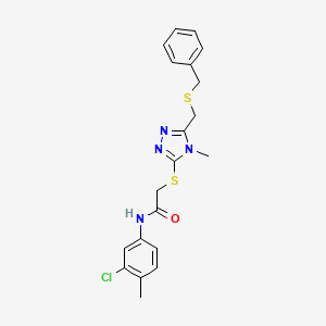 2-[[5-(benzylsulfanylmethyl)-4-methyl-1,2,4-triazol-3-yl]sulfanyl]-N-(3-chloro-4-methylphenyl)acetamide