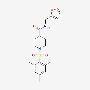 molecular formula C20H26N2O4S B3514726 N-(2-furylmethyl)-1-(mesitylsulfonyl)-4-piperidinecarboxamide 