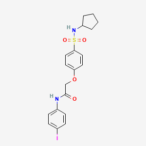 molecular formula C19H21IN2O4S B3514770 2-{4-[(cyclopentylamino)sulfonyl]phenoxy}-N-(4-iodophenyl)acetamide 