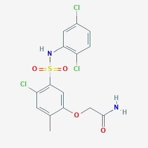 molecular formula C15H13Cl3N2O4S B3514784 2-[4-Chloro-5-[(2,5-dichlorophenyl)sulfamoyl]-2-methylphenoxy]acetamide 