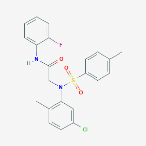 molecular formula C22H20ClFN2O3S B3514814 N~2~-(5-chloro-2-methylphenyl)-N~1~-(2-fluorophenyl)-N~2~-[(4-methylphenyl)sulfonyl]glycinamide 