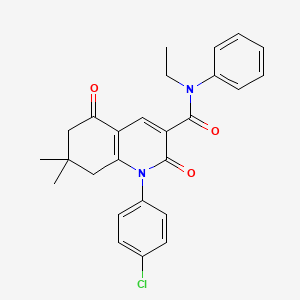 molecular formula C26H25ClN2O3 B3514894 1-(4-chlorophenyl)-N-ethyl-7,7-dimethyl-2,5-dioxo-N-phenyl-1,2,5,6,7,8-hexahydro-3-quinolinecarboxamide 