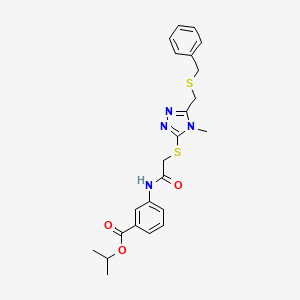 molecular formula C23H26N4O3S2 B3515013 Propan-2-yl 3-[[2-[[5-(benzylsulfanylmethyl)-4-methyl-1,2,4-triazol-3-yl]sulfanyl]acetyl]amino]benzoate 