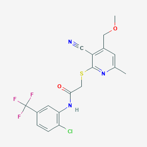 molecular formula C18H15ClF3N3O2S B3515023 N-[2-chloro-5-(trifluoromethyl)phenyl]-2-{[3-cyano-4-(methoxymethyl)-6-methylpyridin-2-yl]sulfanyl}acetamide 