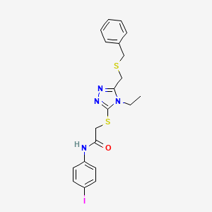 2-[[5-(benzylsulfanylmethyl)-4-ethyl-1,2,4-triazol-3-yl]sulfanyl]-N-(4-iodophenyl)acetamide