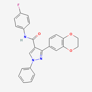 molecular formula C24H18FN3O3 B3515053 3-(2,3-dihydro-1,4-benzodioxin-6-yl)-N-(4-fluorophenyl)-1-phenyl-1H-pyrazole-4-carboxamide 