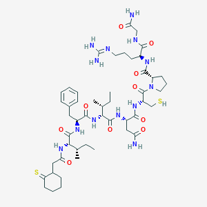 molecular formula C49H77N13O10S2 B035151 (2S)-N-[(2R)-1-[(2S)-2-[[(2S)-1-[(2-amino-2-oxoethyl)amino]-5-(diaminomethylideneamino)-1-oxopentan-2-yl]carbamoyl]pyrrolidin-1-yl]-1-oxo-3-sulfanylpropan-2-yl]-2-[[(2R,3R)-3-methyl-2-[[(2S)-2-[[(2S,3S)-3-methyl-2-[[2-(2-sulfanylidenecyclohexyl)acetyl]amino]pentanoyl]amino]-3-phenylpropanoyl]amino]pentanoyl]amino]butanediamide CAS No. 103529-95-9