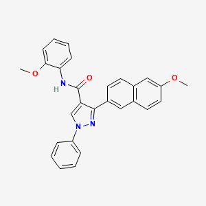 molecular formula C28H23N3O3 B3515127 3-(6-methoxynaphthalen-2-yl)-N-(2-methoxyphenyl)-1-phenylpyrazole-4-carboxamide 