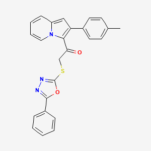 molecular formula C25H19N3O2S B3515209 1-[2-(4-Methylphenyl)indolizin-3-yl]-2-[(5-phenyl-1,3,4-oxadiazol-2-yl)sulfanyl]ethanone 