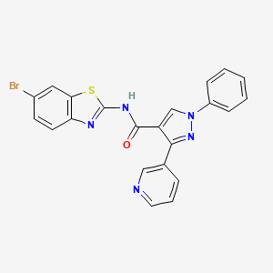 molecular formula C22H14BrN5OS B3515241 N-(6-bromo-1,3-benzothiazol-2-yl)-1-phenyl-3-(3-pyridinyl)-1H-pyrazole-4-carboxamide 