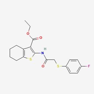 molecular formula C19H20FNO3S2 B3515279 ethyl 2-(2-((4-fluorophenyl)thio)acetamido)-4,5,6,7-tetrahydrobenzo[b]thiophene-3-carboxylate 