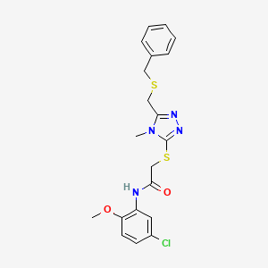 molecular formula C20H21ClN4O2S2 B3515284 2-[[5-(benzylsulfanylmethyl)-4-methyl-1,2,4-triazol-3-yl]sulfanyl]-N-(5-chloro-2-methoxyphenyl)acetamide 