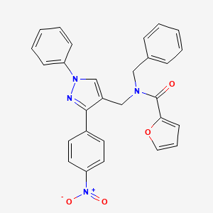 molecular formula C28H22N4O4 B3515305 N-benzyl-N-[[3-(4-nitrophenyl)-1-phenylpyrazol-4-yl]methyl]furan-2-carboxamide 