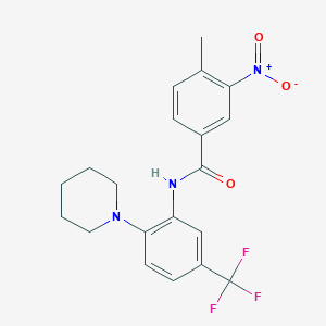 molecular formula C20H20F3N3O3 B3515387 4-methyl-3-nitro-N-[2-(piperidin-1-yl)-5-(trifluoromethyl)phenyl]benzamide 